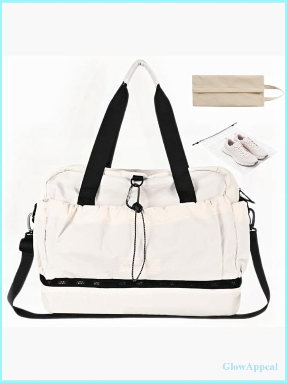 Lightweight Travel Duffel Bag with Shoes Compartment, Carry On Overnight Bag